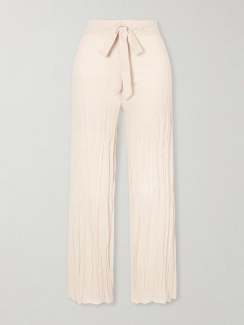 Crinkled Silk-blend Wide-leg