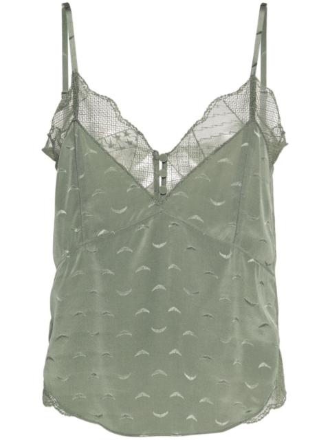 logo-jacquard silk top