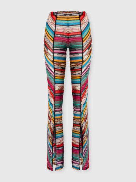 Lamé slub viscose trousers with slits at the bottom