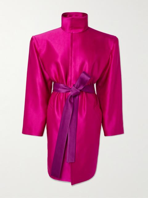 Belted Silk-crepe Coat