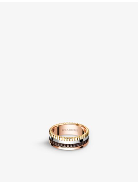 Quatre Classique 18ct yellow-gold, white-gold and pink-gold ring