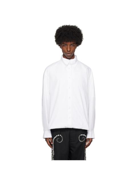 White Double-Layered Foldover Long Sleeve Shirt