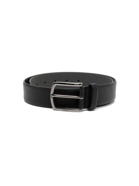 logo-plaque leather belt