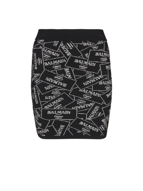 Short skirt in Balmain label jacquard knit