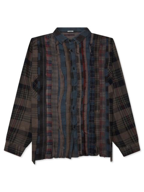 NEEDLES OVER DYED RIBBON WIDE SHIRT - BROWN | REVERSIBLE