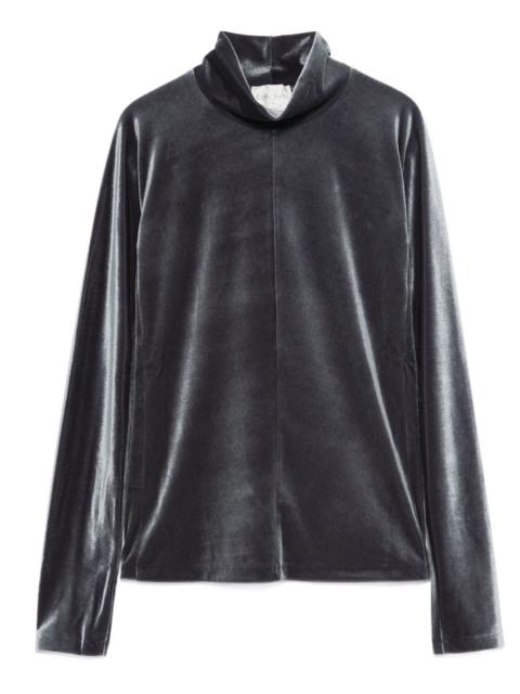 roll-neck velvet T-shirt