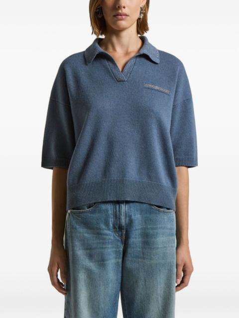 embellished polo-neck sweater