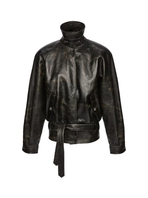 Belted Leather Jacket black