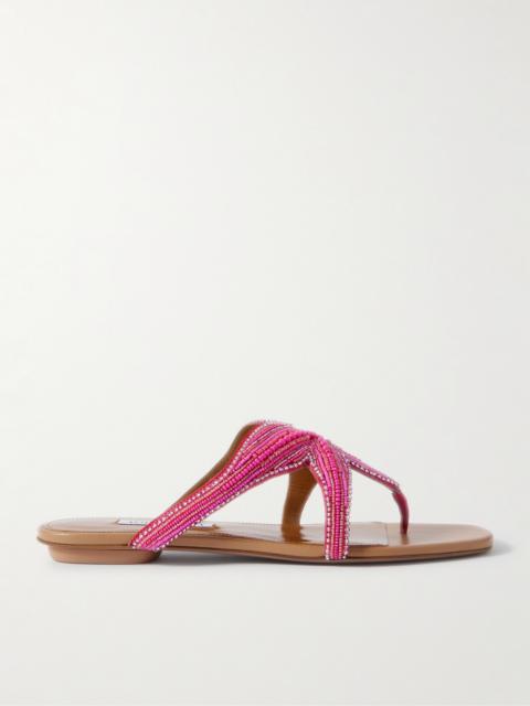 Reef Star Bead-embellished Leather Sandals