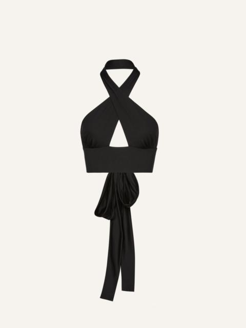 Crisscross swim bra in black with tie-back