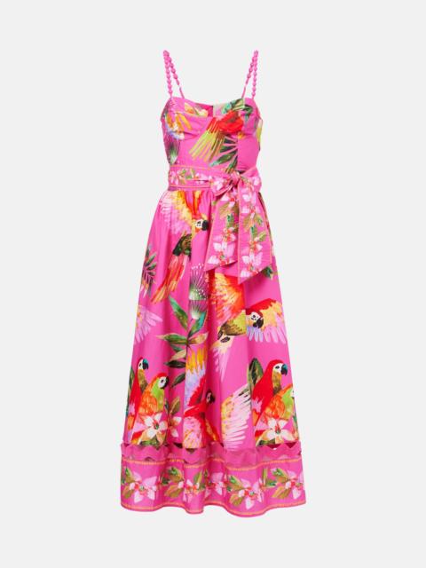 Printed cotton midi dress