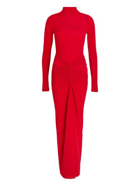 Scorpio ruched turtleneck maxi dress