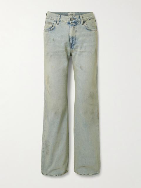 Korea Distressed Mid-rise Wide-leg Jeans