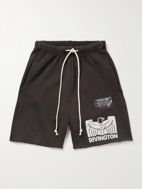 Flag Straight-Leg Frayed Logo-Print Cotton-Jersey Shorts