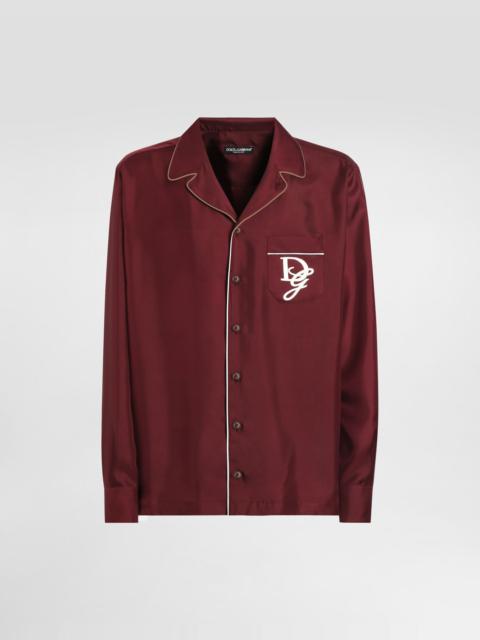 Silk vanity shirt with logo embroidery