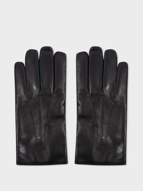 Navy Leather 'Concertina' Gloves