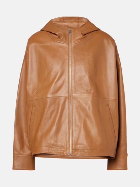 Hooded leather jacket