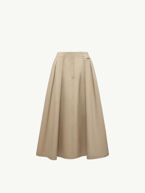 Logo Label Cotton Gabardine Midi Skirt