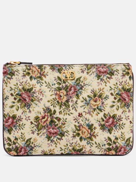 VLogo Signature floral jacquard pouch