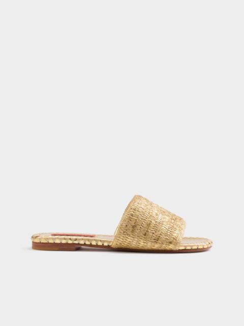 Metallic Raffia Salerno Slide in Gold/Natural