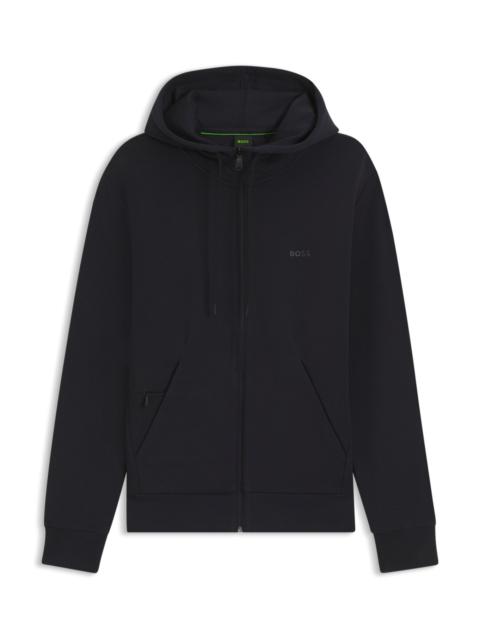STRETCH-COTTON ZIP-UP HOODIE WITH LOGO PRINT
