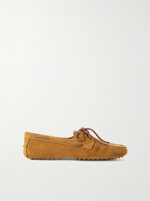 Leather-trimmed Suede Loafers