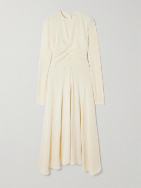 Flora Ruched Cotton-blend Midi Dress