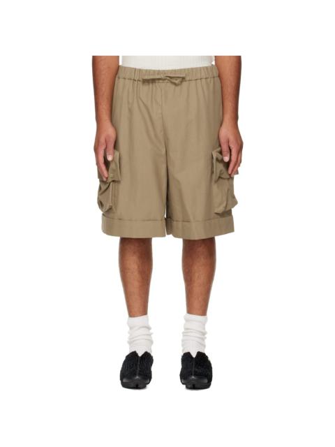 Khaki Multi Pocket Drawstring Cargo Shorts