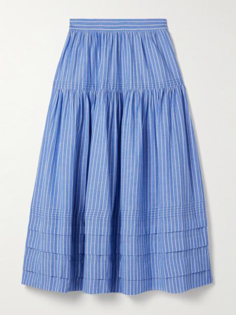 Sebastiane Striped Organic Cotton-poplin Midi Skirt