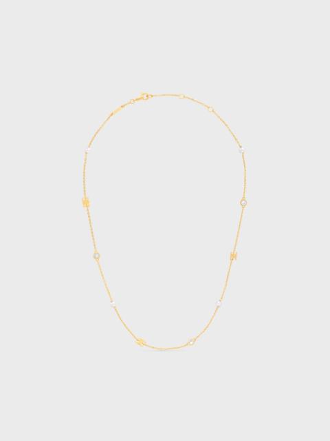 Les Perles Celine Necklace in Strass, Resin Pearls and Brass with Gold Finish
