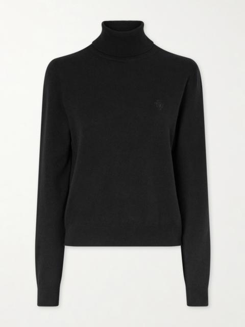 Embroidered Wool Turtleneck Sweater