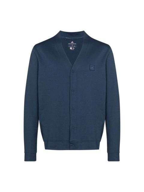 Men's adidas Logo Embroidered V Neck Long Sleeves Knitwear Blue HA9101