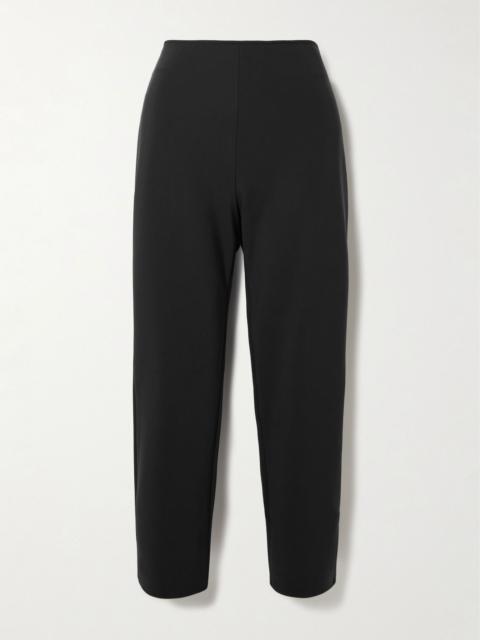 Cropped stretch recycled-scuba tapered pants Black