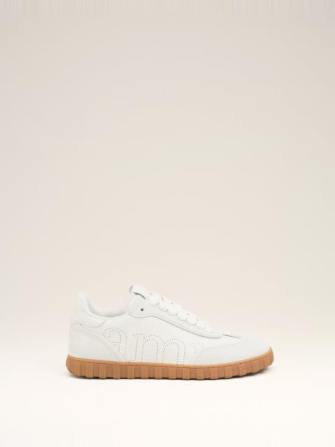 WHITE COWHIDE LEATHER STEP SNEAKERS