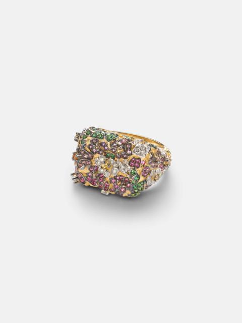 Jolie Fleur 9kt gold ring with gemstones