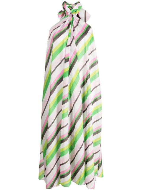 striped halterneck midi dress