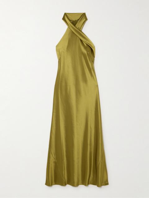 Pandora Satin Halterneck Midi Dress
