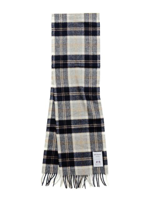 Moon Checked Lambswool Scarf Navy