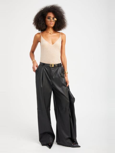 BLACK LEATHER PALOMA PLEATED TROUSERS