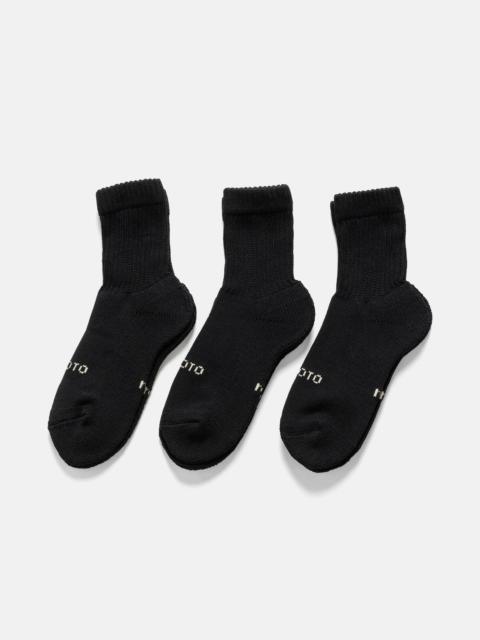 R1522 Organic Daily 3 Pack Mini Crew Socks Black