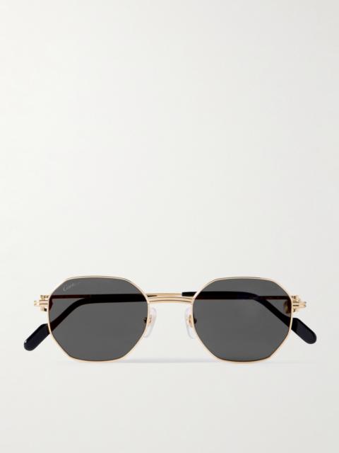 Hexagon-frame Gold-tone Sunglasses