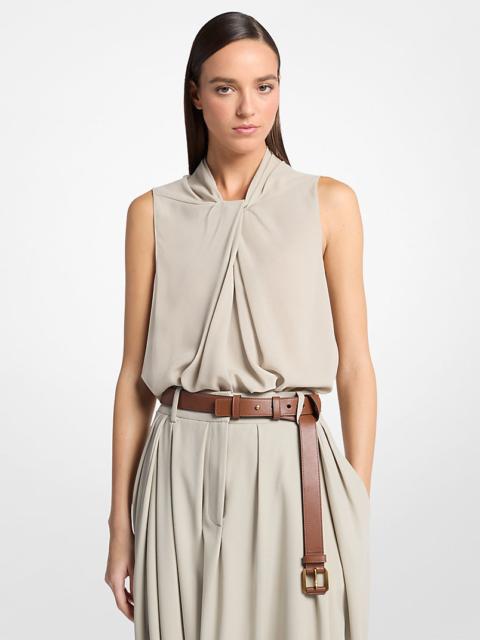Draped Wool Crepe Sleeveless Blouse
