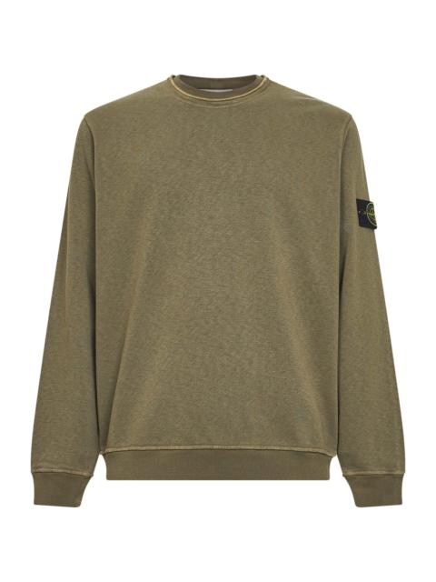 Military green slub-effect malfilé cotton sweatshirt