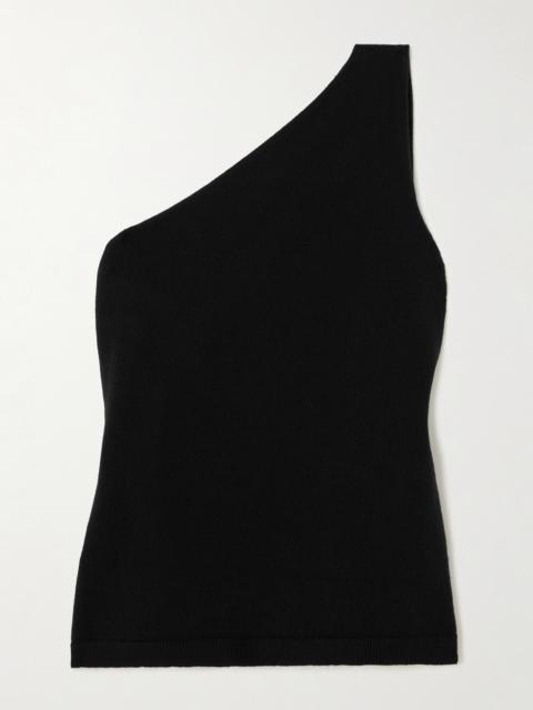 One-shoulder Draped Cutout Merino Wool-blend Top