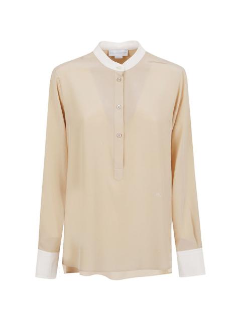 contrast-panel long-sleeve blouse
