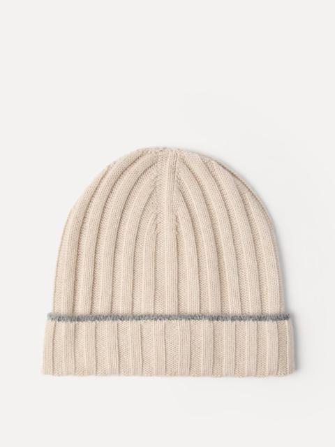 Cashmere rib knit beanie