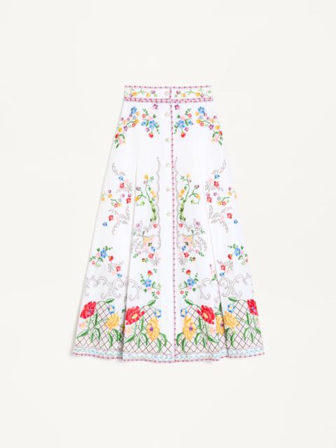 EMBROIDERED COTTON AND LINEN SKIRT