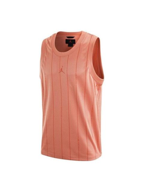 Men's Air Jordan Stripe Logo Loose Breathable Mesh Sports Madder Root Brown Vest DM1381-824