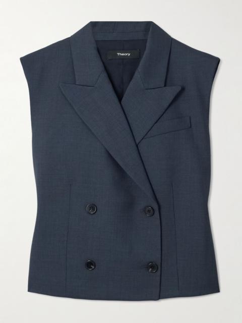 Double-breasted twill vest Navy