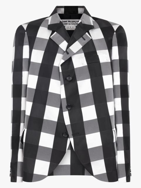 BIG CHECK PRINT TAILORED JACKET WITH CURVED FRONT | BLACK/WHITE